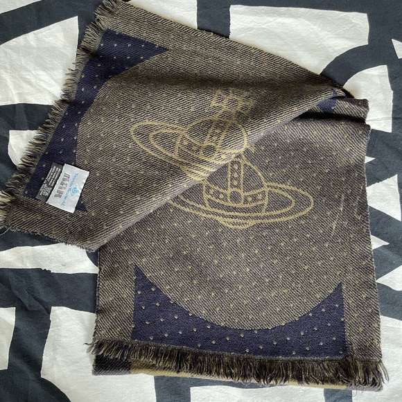 VIVIENNE WESTWOOD ORBIT LOGO WOOL LONG SCARF ITALY - Picture 3 of 9